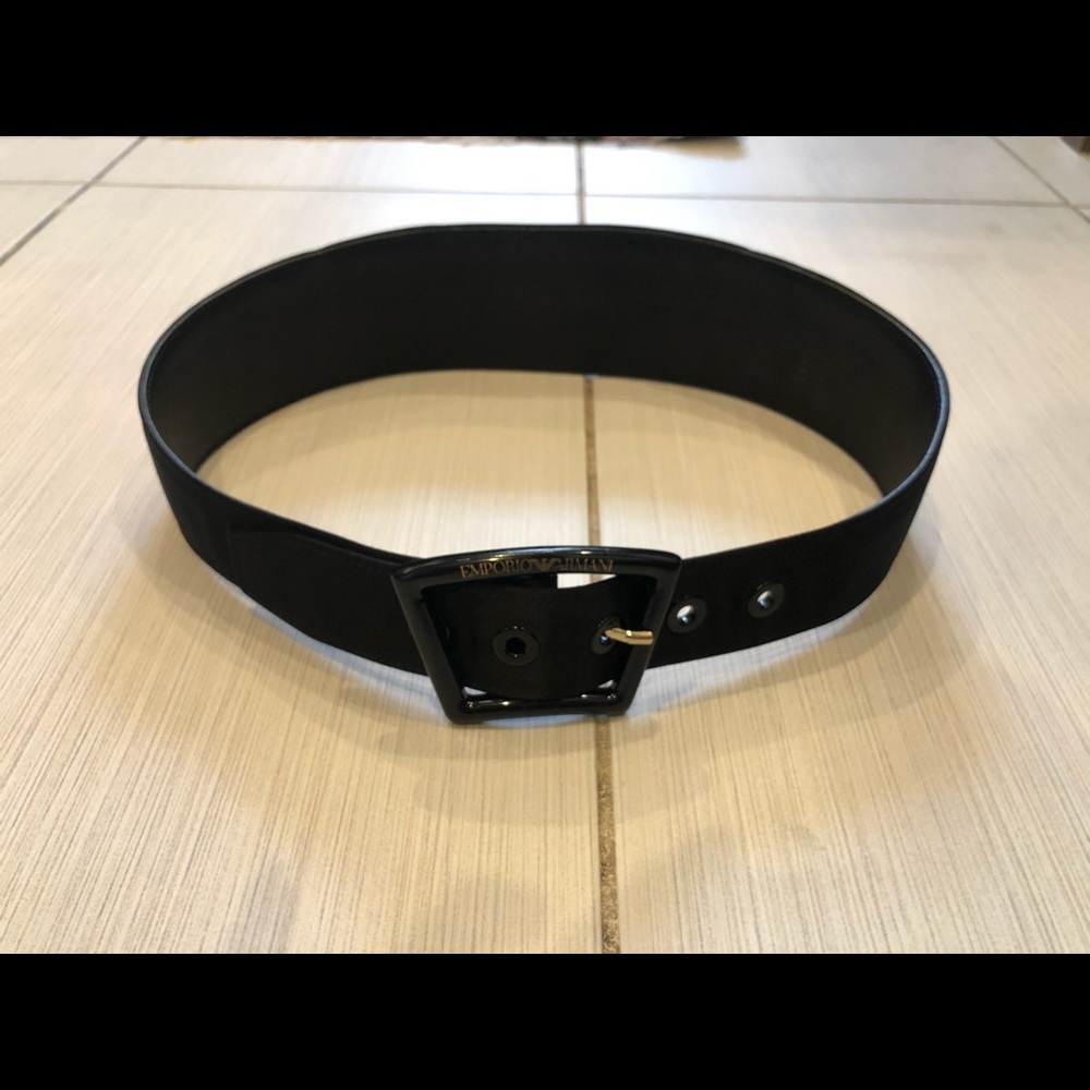Satin Black Emporio Armani Waist Belt Size 40